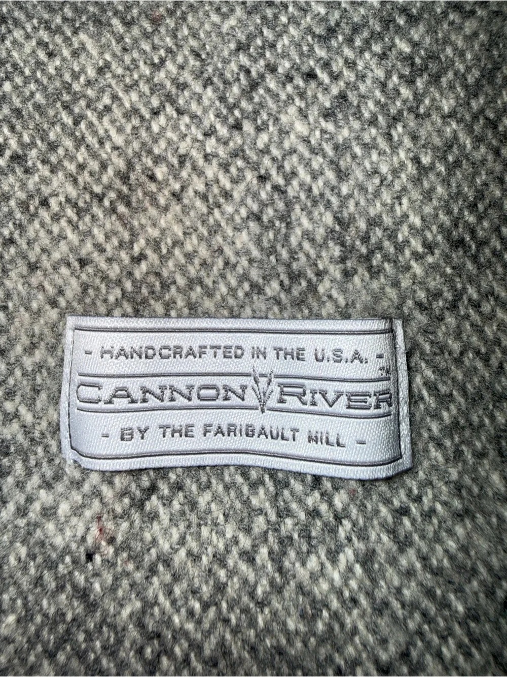 Cannon River Faribault Wool Throw Blanket Gray Red Cream Made in USA